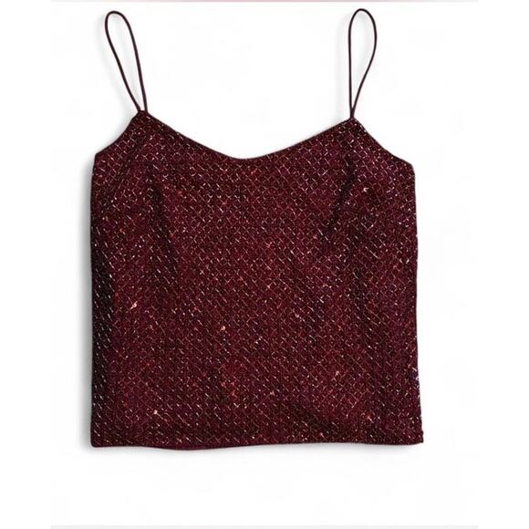 Burgundy Ann Taylor beaded camisole top size 12 NWT - Picture 2 of 4